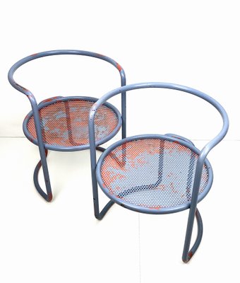 Steel Tube Armchairs with Perforated Sheet Seat, 1960s, Set of 2-FFL-1368418