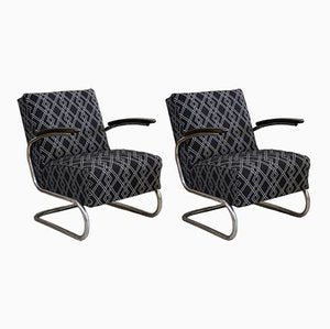 Steel Tube Cantilevers Armchairs from Mücke Melder, Set of 3-KWR-1726292