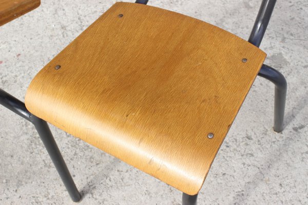 Steel & Wood Student Desk Chair by Jacques Hitier, France, 1950s-XIJ-1170339