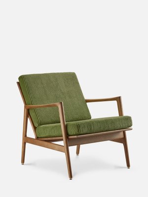 Stefan Lounge Chair in Green Fabric and Dark Wood, 2023-JOG-1761528