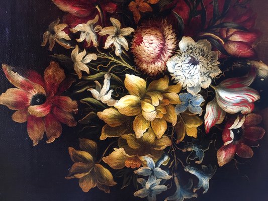 Still Life of Flowers, Dutch School, Italy, Oil on Canvas, Framed-YUW-1299331