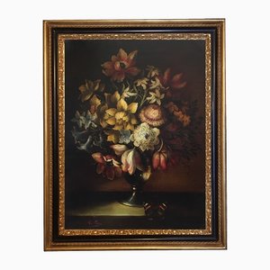 Still Life of Flowers, Dutch School, Italy, Oil on Canvas, Framed-YUW-1299331