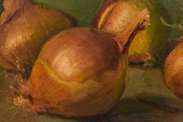 Still Life Study of Onions, Oil on Board, Framed-AOI-1115639