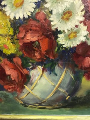 Still Life with Flowers, 20th Century, Oil on Canvas, Framed-FLW-1402140