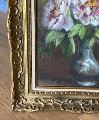 Still Life with Flowers, 20th Century, Oil on Cardboard, Framed-QKG-1354668