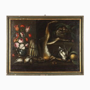 Still Life with Game, Asparagus, Chestnuts and Flowers, 1800s, Oil on Canvas-VMM-1778174