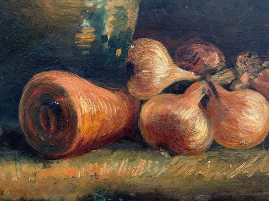 Still Life with Pitcher and Onions, Early 20th Century, Oil on Cardboard, Framed-QKG-1357196