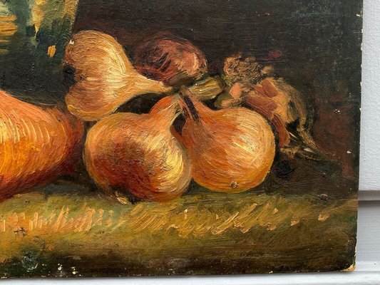 Still Life with Pitcher and Onions, Early 20th Century, Oil on Cardboard, Framed-QKG-1357196