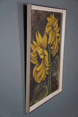 Still Life with Sunflowers, Chalk Drawing, Framed-HPP-1727044