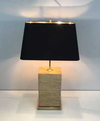 Stone and Brass Table Lamp, 1970s-BA-1365591