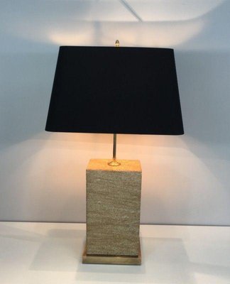 Stone and Brass Table Lamp, 1970s-BA-1365591