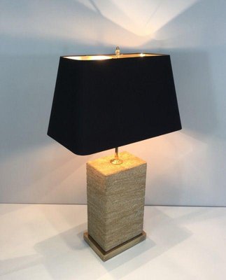 Stone and Brass Table Lamp, 1970s-BA-1365591