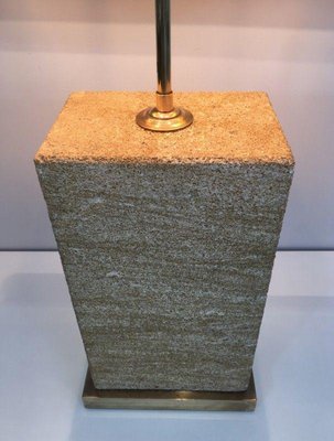 Stone and Brass Table Lamp, 1970s-BA-1365591