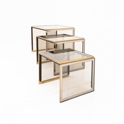 Stone and Glass Interlocking Tables, Italy, 1960s, Set of 3-UPW-1736404