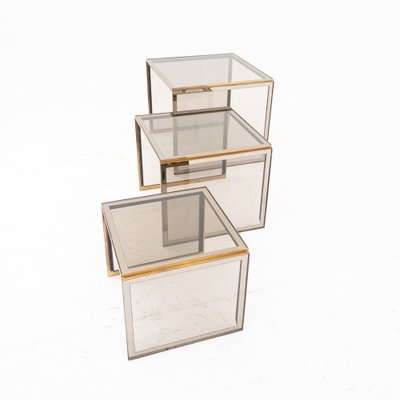 Stone and Glass Interlocking Tables, Italy, 1960s, Set of 3-UPW-1736404