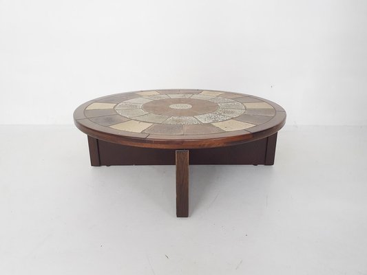 Stone and Oak Coffee Table by Tue Poulsen for Haslev Furniture, Denmark, 1960s-ZO-1096159