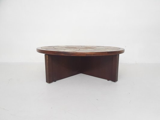 Stone and Oak Coffee Table by Tue Poulsen for Haslev Furniture, Denmark, 1960s-ZO-1096159