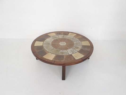 Stone and Oak Coffee Table by Tue Poulsen for Haslev Furniture, Denmark, 1960s-ZO-1096159