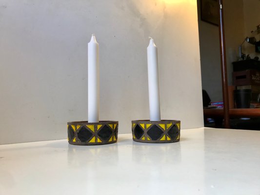 Stoneware Candleholders by Aldo Londi for Bitossi, Italy, 1960s, Set of 2-LCR-698883