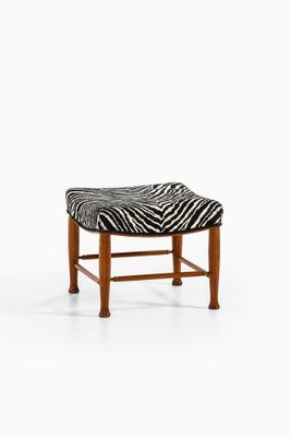 Stool in Mahogany and Reupholstered in Aino Aalto Fabric attributed to Josef Frank, 1950s-SC-2039389