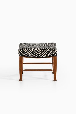 Stool in Mahogany and Reupholstered in Aino Aalto Fabric attributed to Josef Frank, 1950s-SC-2039389