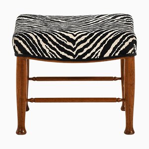 Stool in Mahogany and Reupholstered in Aino Aalto Fabric attributed to Josef Frank, 1950s-SC-2039389