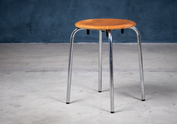 Stool in Teak with Chrome Base, Denmark, 1960s-ZGQ-1131623