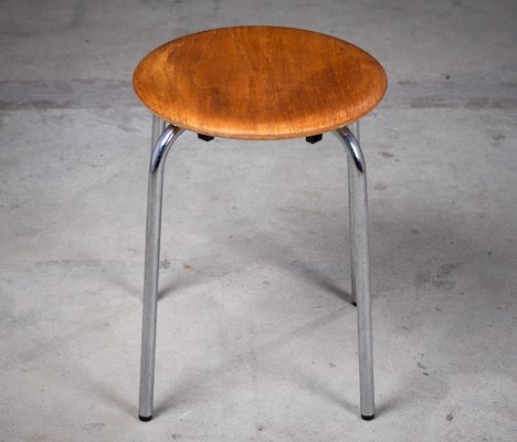 Stool in Teak with Chrome Base, Denmark, 1960s-ZGQ-1131623