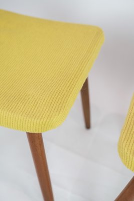 Stool in Yellow Fabric with Teak Legs, Denmark, 1960s-UY-1168390