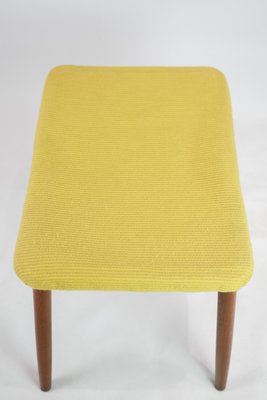 Stool in Yellow Fabric with Teak Legs, Denmark, 1960s-UY-1168390