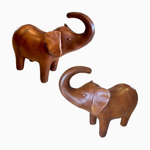 Stool Sculpture Leather Elephant, Set of 2-TCS-1806874