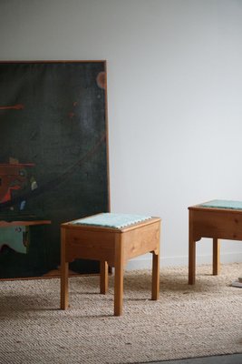 Stools in Pine & Fabric with Storage, 1950s, Set of 2-MXF-1781175