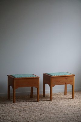 Stools in Pine & Fabric with Storage, 1950s, Set of 2-MXF-1781175