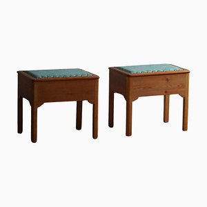 Stools in Pine & Fabric with Storage, 1950s, Set of 2-MXF-1781175