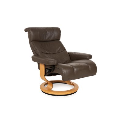 Stressless Leather Armchair with Stool, Set of 2-RQW-2041476