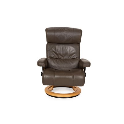 Stressless Leather Armchair with Stool, Set of 2-RQW-2041476