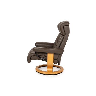 Stressless Leather Armchair with Stool, Set of 2-RQW-2041476