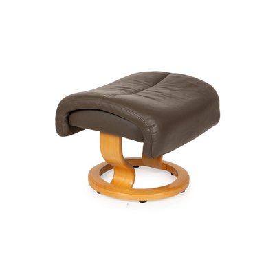 Stressless Leather Armchair with Stool, Set of 2-RQW-2041476