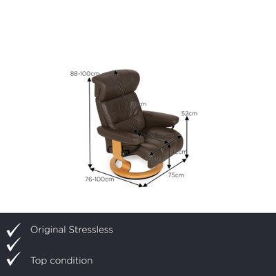 Stressless Leather Armchair with Stool, Set of 2-RQW-2041476