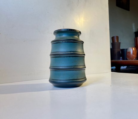 Striped Petrol Blue Ceramic Vase by Knabstrup, 1960s-LCR-1139127