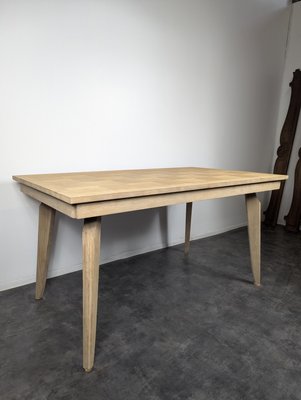 Stripped Table in Oak with Compass Legs, 1950s-HLV-2024387