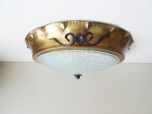 Structured Glass Ceiling Lamp, 1970s-BLG-1290735