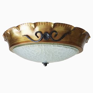 Structured Glass Ceiling Lamp, 1970s-BLG-1290735