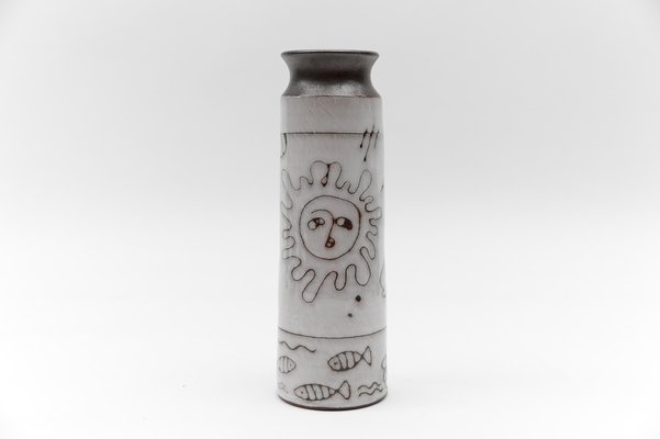 Studio Ceramic Summer Time Sun and Birds Vase by Wilhelm & Elly Kuch, 1960s-KQB-1720606