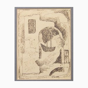 Study for the Painting ''Paesaggio Marino'' - Ink Drawing by Renato Paresce 1930-ZCI-758974