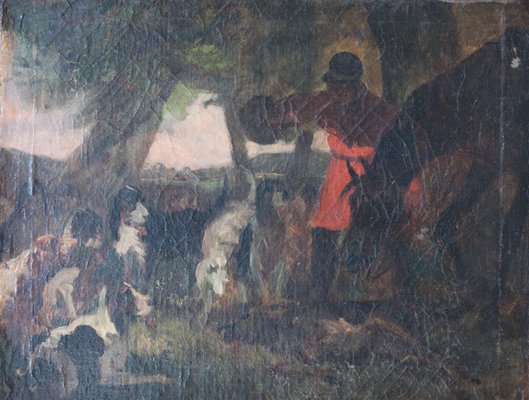 Study of a Hunting Scene, 1860-1880, Oil on Canvas-AOI-1106866