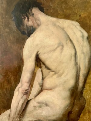 Study of Nude Man, 1890s-1910s, Oil on Canvas-XMH-2033234