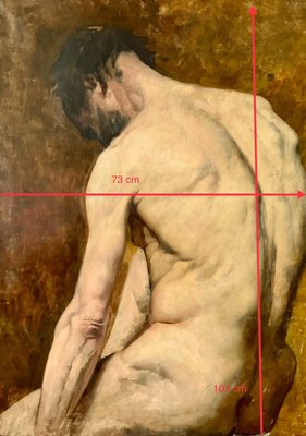 Study of Nude Man, 1890s-1910s, Oil on Canvas-XMH-2033234