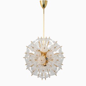 Stunning Floral Glass and Brass Sputnik Chandelier, Germany, 1960s-UGR-1371284