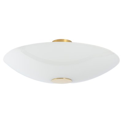 Stunning Flush Mount in Opal Glass and Brass by Florian Schulz, Germany-UGR-1355684